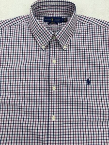 Polo Ralph Lauren Performance Shirt L Red Blue Gingham Check LS Button Down Slim - Picture 1 of 9
