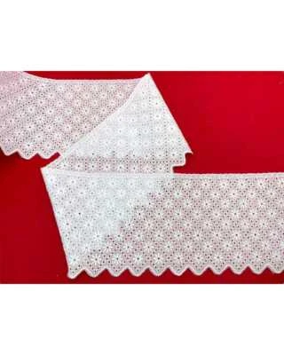 Pizzo merletto sangallo passamaneria 12cm san gallo 4BFD43C smerlato balza unica - Immagine 1 di 4