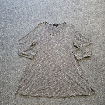 Удобный США Топ женщин размер маленький серый в полоску туника длинным рукавом повседневный капсулы - Изображение 1 из 4