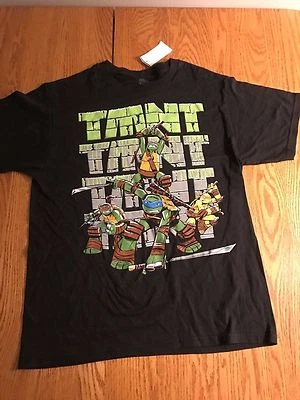 NUEVO CON ETIQUETAS NUEVO NIÑOS TMNT NEGRO 100% ALGODÓN CAMISETA TEENAGE MUTANT NINJA TURTLES XL  Foto 1 de 3