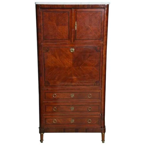 1800s French Converted Secretaire d'Abattant to Vanity Dresser Cabinet- REDUCED Cover