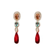 Lange Rote Tropfen Ohrringe der Frauen Tropfen F?Rmige Vintage Ohrringe Y9R4