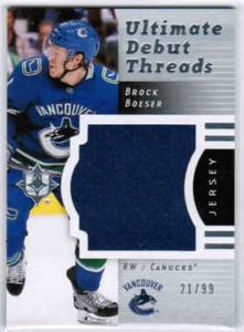17/18 UD ULTIMATE BROCK BOESER RETRO DEBUT THREADS JERSEY /99 VANCOUVER CANUCKS