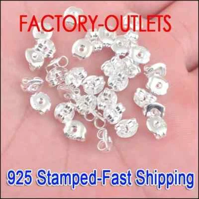 DAZZLING DESIGNESS 10 PAIR 925 Stamped Silver Butterfly Backs Ear Stud Scroll Stopper Findings