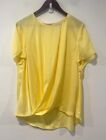 Witchery Blouse Womens Plus Size 16 Yellow Round Neck Short Sleeve Pleated Flowy