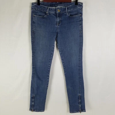 Pantalones de mezclilla Divine Rights of para mujer 31 azules tiro bajo ajustados tobillo cremallera informales Foto 1 de 4