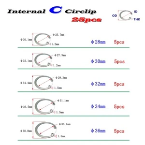 Anillo de retención interna de acero inoxidable M28-M36 304 conjunto de comida - Imagen 1 de 4