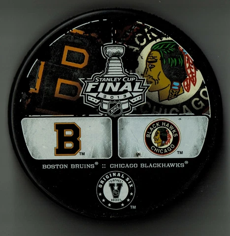 RARE VINTAGE Original 6 CHICAGO BLACKHAWKS 2013 Stanley Cup Dueling Puck Bruins Cover