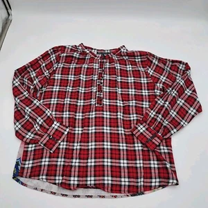 Vtg Tolani Collection Top Tunic Womens M Red Crossover Plaid Floral Long Sleeve - Picture 1 of 9
