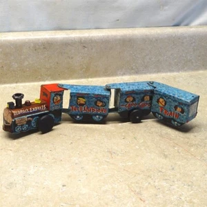 Vintage Tin Marx Flintstone Train Bedrock Express, Wind-Up Toy - Picture 1 of 16