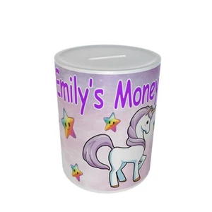 Personalisierte Kinder EINHORN MAGIC Keramik Spardose Tasche Spardose Geschenk - Bild 1 von 6