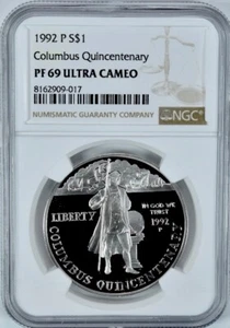 1996-P COLUMBUS Silver Dollar NGC PF69💥EXCELLENT QUALITY💥 - Picture 1 of 4