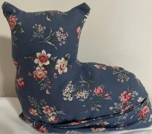 Blue Floral Handmade Stuffed Cat - Picture 1 of 2