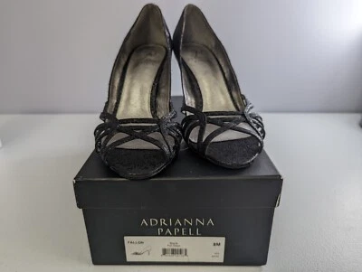 Adrianna Papell Fallon Womens 8 M Black Foil Sleek Heels Pumps Formal Wedding - Image 1 of 4