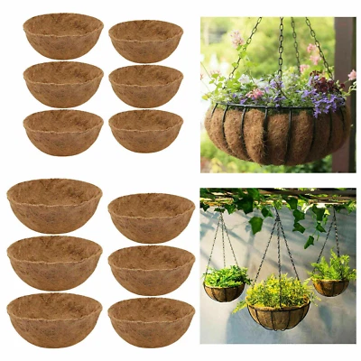 Forros para maceta 100 % naturales redondos de fibra de coco para colgar flores canasta Foto 1 de 4