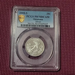 2008 S 25C Silver Oklahoma Quarter PCGS PR70DCAM - Picture 1 of 2