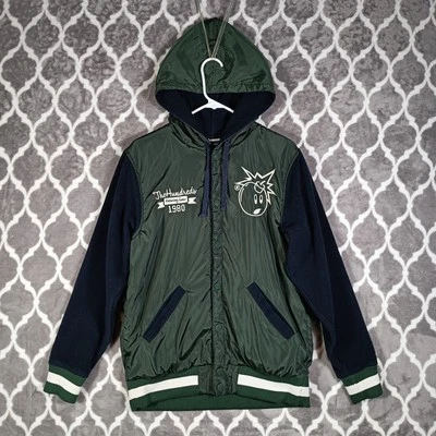 Chaqueta The Hundreds Talla Mediana Verde Azul Marino ENORME Logotipo Trasero Adam Bomb Streetwear Foto 1 de 4