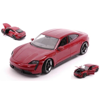 PORSCHE TAYCAN TURBO S DARK RED 1:24 Welly Auto Stradali Modellino Nuovo - Immagine 1 di 4