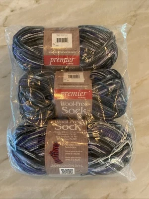 New Lot Of 3 Premier Wool Free Sock Acrylic Yarn 05 Grapes Discontinued 50g each - Image 1 of 4