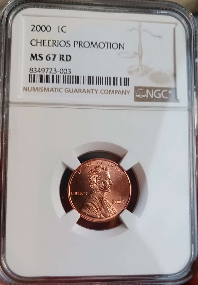2000 US MINT CENT CHEERIOS PROMOTION NGC MS67 RD LINCOLN PENNY #003 - Image 1 of 4
