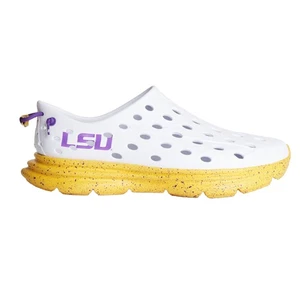 Unisex Kane Footwear White LSU Tigers Speckle Recovery Shoes - Picture 1 of 5