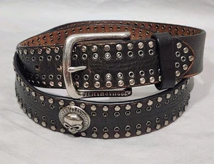 Harley Davidson 2013 Leder Nieten Willie G Totenkopf Gürtel 36" Taille Logo Schnalle - Bild 1 von 6