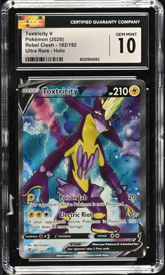 CGC 10 GEM MINT Toxtricity V 182/192 Sword & Shield Rebel Clash Full Art Pokemon - Image 1 of 2