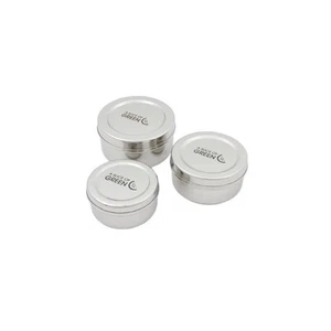 Mini contenedores de comida redondos de acero inoxidable verde - Juego de 3 rebanadas - Imagen 1 de 1