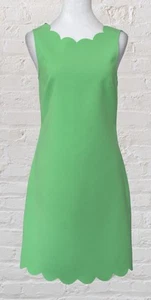 J. Crew Lime Green Scalloped Trim Dress Sz 2 4 6 8 NWOT Preppy Garden Office - Picture 1 of 10