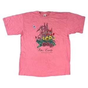Vintage Alore Single Stitch T-Shirt USA 90s Floral Graphic Print Pink Mens XL - Picture 1 of 8