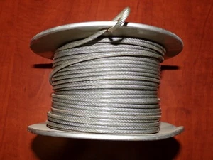 Coated Wire Rope 3/32 in,  7x7 Strand, 1/8 OD, Galvanized (50 feet)  - Picture 1 of 1