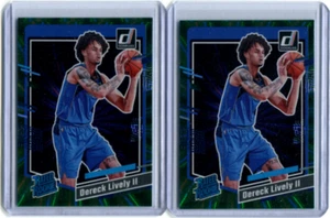 2x 2023 Panini Donruss #233 Dereck Lively Green Laser Rated Rookie Lot Mavericks - Picture 1 of 2
