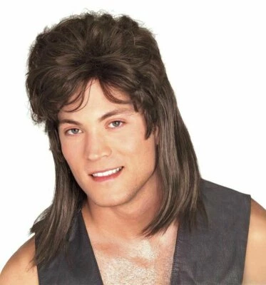 Mullet Wig Brown Adult Costume Hair Redneck Trailer Hillbilly 70s 80s Rocker Joe - Image 1 of 3