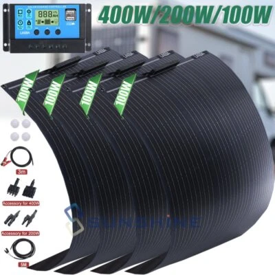 400W 200W Flexible Mono Solar Panel PV Module for Power Station Camping RV Boat - Image 1 of 4