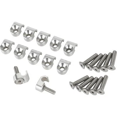 Abrazaderas de línea de freno de aluminio Billet de 3/16 pulgadas, juego de 12, acabado natural Foto 1 de 4