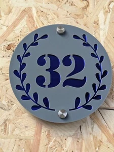 Modern Laser Cut Door Address Plaque House Number Sign Personalised Signs UK - Picture 1 of 3