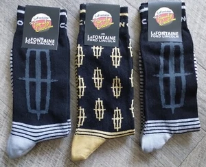 3 Pair Lincoln Motor Car Company Men's Socks LaFontaine Dealer Custom Design NEW - Picture 1 of 10