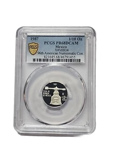 1987 MEXICO SILVER MEDAL ANA 96TH CONVENTION PCGS 68 ULTRA CAMEO RARE TOP TOP 👌 - Picture 1 of 2