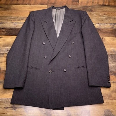 Chaqueta Traje Vintage Givenchy Doble Pecho 42R Gris EE. UU. Blazer Foto 1 de 4