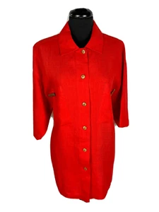 GENNY VINTAGE '80 Camicia Blusa Donna Lino Rosso Oversize Woman Shirt Sz.L - 46 - Imagen 1 de 5