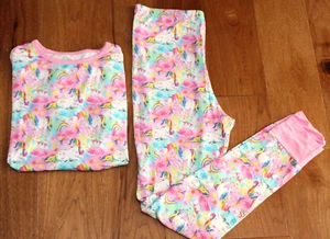 New RAINBOW UNICORN PAJAMAS Girls 14 Bamboo PJs Shirt Shorts Charlie's Project - Picture 1 of 4