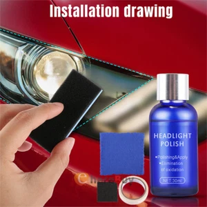 Pro Car Headlight Lens Restoration Repair Kit Polish Cleaner Cleaning Tool USA - Picture 1 of 15