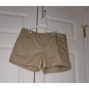 Women New York & Co Stretch 3.5" Short Solid Tan Cuffed Shorts Size 6 - Picture 1 of 2