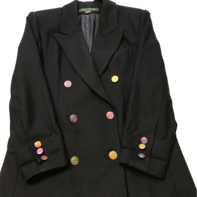 Traje Chaqueta Larry Levine Mujer Negro Doble Pecho Bolsillos Manga Larga 6 Foto 1 de 4