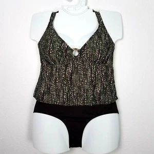 MERONA Tankini Swimsuit 20 20W Brown Green Purple Multicolor 2 Piece - Picture 1 of 7