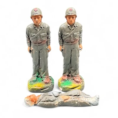 De colección 1950 JH Miller Chalkware Equipo Médico del Ejército de los Estados Unidos y Soldado Herido - ML1 ML2 Foto 1 de 4