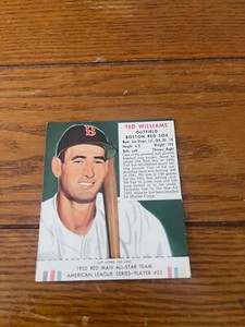 Vintage 1952 RED MAN Tobacco Baseball Card w/ Tab TED WILLIAMS AL #23