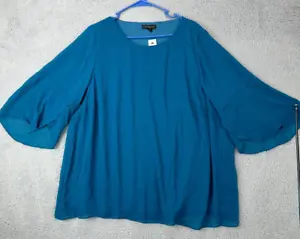 Lane Bryant Shirt Womens 18-20 Blue Kimono Sleeve Top Blouse Casual Ladies NEW - Picture 1 of 9