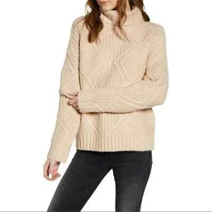 Caslon Tan Diamond Cable Knit Turtleneck Sweater XXL NWT - Picture 1 of 6
