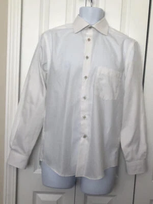 EGARA  NWOT Non-Iron White Cotton Contrast Trim Dress Shirt  M 15-15½ - Изображение 1 из 4